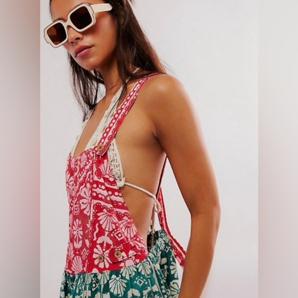 Free People Palm Bay Printed Relaxed  Romper Shortalls S NEW!
